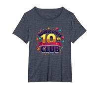 Double Digits 10th Club Est. 2013 Festive Anniversary T-Shirt, Women's Plus, Heather Blue, 1X