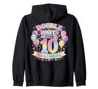 Double Digits Club Ten And Fabulous Graphic Pastel Rainbow Zip Hoodie