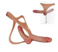 Double Dildo Harness Strap On Panties Elastic Silicone Wearable Double Ended Dildo Panties,G Spot Vagina Stimulator Realistic Pegging Anal Dildo Pegging Toy for Women Couple Transgender