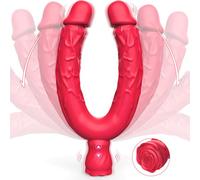 Double Dildo Sex Toys - G-spot Vibrator Double Sided Ended Lesbian Sex Toys for Couple with 10 Vibrating Modes, Long Realistic Strapless Dildo for Anal Pegging Play, Adult Toys for Women Gay