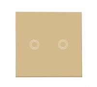 Double Dimmer Switch, 2 Gang Touch Switch For Dimmable LED Lamp/Incandescent Bulb, 86 Type LED Backlight Tempered Glass Panel Light Switch(gold)