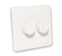 (Double Dimmer Switch - 2 way, White) LED Dimmer Switch Single Double Light Switch Dimmable White Chrome 3W-250W 240V