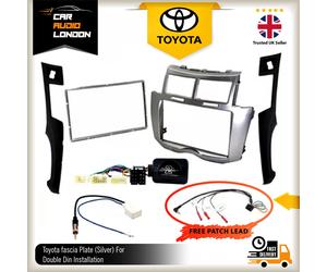 Double Din Car CD Stereo Fascia Fitting Kit Silver for Toyota Yaris (2007-2011)