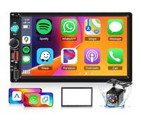 Double Din Car Stereo Wireless Carplay Android Auto, Hodozzy 7" HD IPS Touchscreen 2 Din Car Radio with Youtube Bluetooth EQ FM SWC Reversing Camera+USB/Type-C Fast Charge/TF Card/Aux Ports+Frame