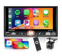 Double Din Car Stereo with Apple Carplay Wireless Android Auto FM/AM/RDS, Hodozzy 6.8 inch HD IPS Touchscreen 2 Din Car Radio with Bluetooth 5.2 EQ SWC HD Camera+USB/Type-C Ports+Remote Control