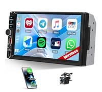 Double Din Wireless Apple CarPlay Android Auto Car Stereo 2 Din Radio with Bluetooth 7 Inch Touch Screen, FM, Video Output, Type-C/USB Fast Charging, USB/AUX/TF Input, SWC Mirror Link Backup Camera