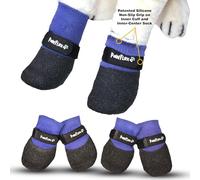 Double Dipped Thick Textured Waterproof Cotton Dog Socks | PawFlex Comfy Pawz Soft Indoor/Outdoor Pet Booties | Non-Slip Silicone Grip at Inner Wrist for No Twisting or Sliding Off| Adjustable Strap