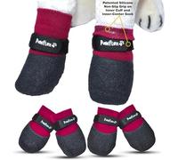 Double Dipped Thick Textured Waterproof Cotton Dog Socks | PawFlex Comfy Pawz Soft Indoor/Outdoor Pet Booties | Non-Slip Silicone Grip at Inner Wrist for No Twisting or Sliding Off| Adjustable Strap