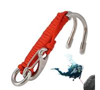 Double Diving Hook - Double Stainless Steel Clip, Heavy Duty Reef Hook with Safety Rope and O-rings Connector | Sturdy Diving Equipment for Diver, Underwater Photography, Marine Exploration, Oceans