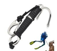 Double Diving Hook, Underground Diving Hooks - Stainless Steel Double Hook Reef Hooks | Stable Safety Rope & for Divers, Underwater Activities