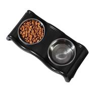 Double Dog Bowl, Anti Slip Bowls, Pet Water Dishes, Puppy Food Bowl with Anti Slip Stainless Steel Double Design, 13.78 x 6.69 x 2.76 Inches for Your Pet Daily Needs (1 Piece)