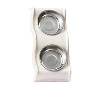 Double Dog Bowl - Twin Dog Food & Water Bowl | Dog Feeding Double Dish Set | Anti Slip Water And Food Dishes For Pet Puppy | Portable Pet Supplies Stainless Steel Pet Bowl For Puppy Cats