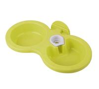 Double Dog Bowls Pet Food And Water Feeder Hanging Design Convenient To Lock Onto The Cage Small Dog Cat Bowel With Bottle Cap Fastener Design For Crates Cages (Green, 24.5x12x3.5cm)