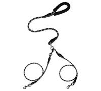 Double Dog Cable, Lead 2 Dogs, Pet Walking Bungee , Portable Shock Absorbing Split Rope, Sturdy Outdoor Travel Dog Control Gear with Poop Bag Attachment for Trips