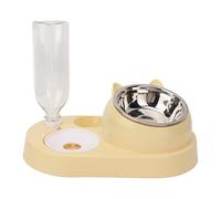 Double Dog Cat Bowls Pets Water and Food Bowl Set Automatic Waterer Bottle Tilted Stainless Steel Bowl Pet Feeder Dispenser for Cats and Dogs Small Medium Sized Pets