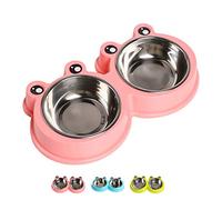 Double Dog Cat Bowls Premium Stainless Steel Pet Bowls with No-Slip Stainless Steel Cute Modeling Pet Food Water for Feeder Dogs Cats Rabbit and Pets