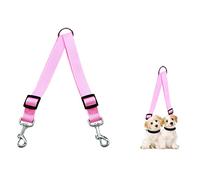 Double Dog Lead, Adjustable Double Pet Trainer Lead, Double Leads for Two Dogs No Tangle, Dual Dog Lead Splitter Perfect for Walking Training 2 Small Dogs on One Lead (Pink)