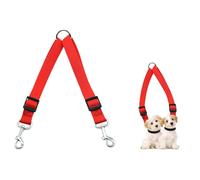 Double Dog Lead, Adjustable Double Pet Trainer Lead, Double Leads for Two Dogs No Tangle, Dual Dog Lead Splitter Perfect for Walking Training 2 Small Dogs on One Lead (Red)