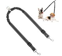 Double Dog Lead Coupler,No Tangle 360° Rotation Dog Leash Coupler for Walking 2 Dogs, Heavy Duty Adjustable Bungee Reflective Dual Leash for Walking Medium Large (Black for Pets 3-25kg)