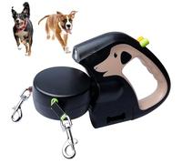 Double Dog Lead for 2 Dogs, 3 m Roller Lead with Light, Double Retractable Dog Lead, 360° Rotatable, Non-Slip Handle, for Small and Medium Dogs