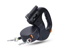 Double Dog Lead for 2 Dogs, Dog Leash for Dogs up to 25 kg/55 lb, Strong Nylon Tape Extendable to 3 m, with Bright Reflective Stitching, 360º Tangle-Free