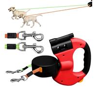 Double Dog Lead for 2 Dogs, Double Retractable Dog Lead with Light, 3 m, Extendable Dog Lead with Comfortable Ergonomic Handle, Roller Lead for Dogs