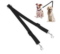 Double Dog Lead For Walking 2 Dogs No Tangle 360°Swivel Rotation Two 2 Splitter, Adjustable Pet Trainer Leads, Durable Nylon Double Lead For 2 Dogs, Training Dog Lead Coupler (Black)
