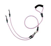Double Dog Lead for Walking 2 Dogs No Tangle, Dual Leash Splitter with Double Ended Clips, Suitable Pet Lead for Small Breeds around 8 KG, Perfect for Training & Outdoor Walks（Pink, Diameter 1cm）