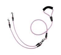 Double Dog Lead for Walking 2 Dogs No Tangle, Dual Leash Splitter with Double Ended Clips, Suitable Pet Lead for Breeds around 8-20 KG, Perfect for Training & Outdoor Walks（Pink, Diameter 1.2cm）