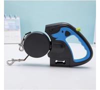 Double Dog Leash for 2 Dogs, Retractable with 360-Degree Swivel, No Tangle Technology, LED Flashlight, Poop Bag Holder, Reflective Leads, Dual Locking(Blue)