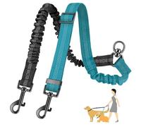 Double Dog Leash for 2 Dogs Tangle-Free, No Tangle Split Lead for Walking 2 Dogs, 360° Swivel/Reflective/Adjustable Shock Absorbing Bungee Lead, for Training/Small/Medium & Large Dogs (Pets 10-25kg)