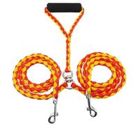 Double Dog Leash for Two Dogs No Tangle, Double Bungee Leash - 1st Step Training Tool with Tangle-Free 360° Swivel for Small/Medium/Large Breeds, Padded Handles, Shock Absorbing Rope(RedYellow)