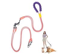 Double Dog Leash No Tangle, Adjustable Split Leads Dual Pet Walking Leash with Comfortable Padded Handle for Two Dogs, Hands - Free Dual Leashes for Small/Medium Pets (Pink, Double Leashes)