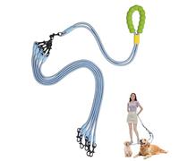 Double Dog Leash No Tangle, Adjustable Split Leads Five Pet Walking Leash with Comfortable Padded Handle for Five Dogs, Hands - Free Five Leashes for Small/Medium Pets (Blue, Five Leashes)