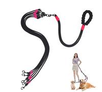 Double Dog Leash No Tangle, Adjustable Split Leads Five Pet Walking Leash with Comfortable Padded Handle for Five Dogs, Hands - Free Five Leashes for Small/Medium Pets (Black, Five Leashes)