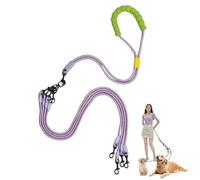 Double Dog Leash No Tangle, Adjustable Split Leads Four Pet Walking Leash with Comfortable Padded Handle for Four Dogs, Hands - Free Dual Leashes for Small/Medium Pets (Purple, Four Leashes)