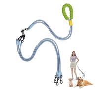 Double Dog Leash No Tangle, Adjustable Split Leads Three Pet Walking Leash with Comfortable Padded Handle for Three Dogs, Hands - Free Three Leashes for Small/Medium Pets (Blue, Three Leashes)