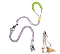 Double Dog Leash No Tangle, Adjustable Split Leads Three Pet Walking Leash with Comfortable Padded Handle for Three Dogs, Hands - Free Three Leashes for Small/Medium Pets (Purple, Three Leashes)