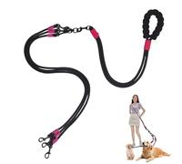 Double Dog Leash No Tangle, Adjustable Split Leads Three Pet Walking Leash with Comfortable Padded Handle for Three Dogs, Hands - Free Three Leashes for Small/Medium Pets (Black, Three Leashes)
