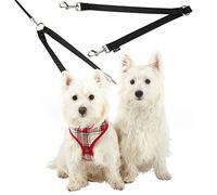 Double Dog Pet Lead Leash Splitter Coupler with Clip for Collar Harness (Black)