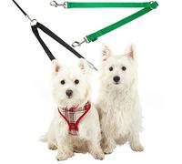 Double Dog Pet Lead Leash Splitter Coupler with Clip for Collar Harness (Green)