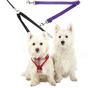 Double Dog Pet Lead Leash Splitter Coupler with Clip for Collar Harness (Purple)