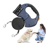 Double Dog - Pull-out Cord with Light, Portable Pet Walking Front, Hiking Park | Double Reflective Nylon Tape, Ergonomic Handle, Automatic Locking System for kle