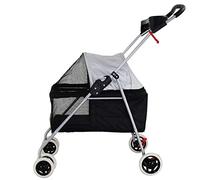 Double Dog Stroller Dog Puppy Cat Pet Travel Stroller Pushchair Pram Buggy Swivel Wheels 360° Rotation Front Wheel Max Loading 10kg Pet Travel Stroller (Black) (Black)