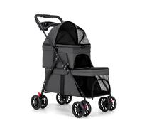Double Dog Stroller for Medium Small Dogs and Cats Load-Bearing Up to 50lbs, Durable 360° Universal Wheels Lightweight One Hand Foldale Kittens Puppies Travel Stroller Cart(Double)