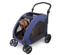 Double Dog Stroller Pet Four-Wheeled Stroller Dog Trolley Cat Carts Foldable for Medium Large Dogs Outgoing Load Within 60kg Pet Travel Stroller (C) (B)