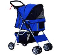 Double Dog Stroller Pet Stroller Large Dog Pushchair 4 Wheels Dog Trolley Pet Travel Stroller Folding Carrier Pet Travel Stroller (A) (A)