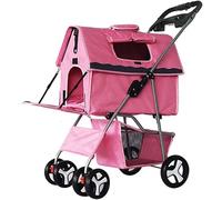 Double Dog Stroller Pet Stroller Travel Stroller Sitting Lying Foldable Lightweight Buggy Cart Cat Dog Carriers Bag Outdoor ctivity Pushchair Pet Travel (A) (A)