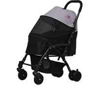 Double Dog Stroller Pet Travel Stroller Foldable Cat Dog Pushchair Trolley Puppy Jogger Buggy Dog Carrier Maximum Weight 15Kg with 4 Wheels Pet Travel Stroller -7044Z0J5R (Color : F)