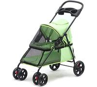 Double Dog Stroller Pet Travel Stroller Foldable Four-Wheeled Trolley Suspension Commutation Cat and Dog Cart Large (A)